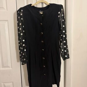 All that Jazz Black Dress with Sheer Polka Dot Sleeves